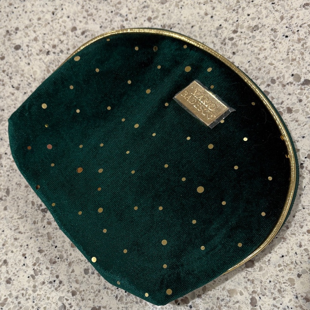 Mario Badescu Green Velvet Pouch with Gold Accents